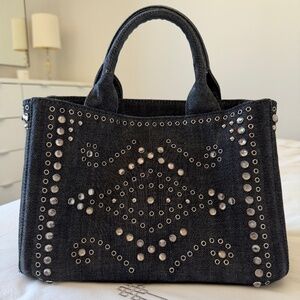 Prada  Studded Denim Tote